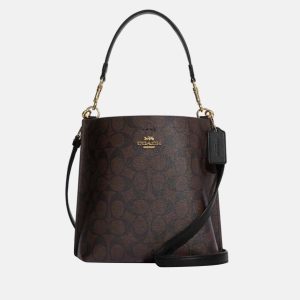 Coach Brown & Black - Signature Coated Canvas and Leather - Bucket Bag, Handbags - Luxury Closet catalog