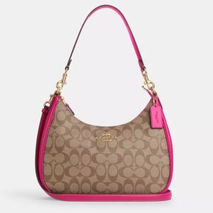 Coach Beige/Pink Signature Coated Canvas and Leather Teri Hobo Bag, Hobo Handbags - Luxury Closet catalog
