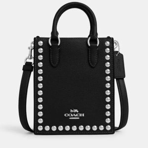 Coach Black Leather North South Rivets Mini Tote, Tote Handbags - Luxury Closet catalog