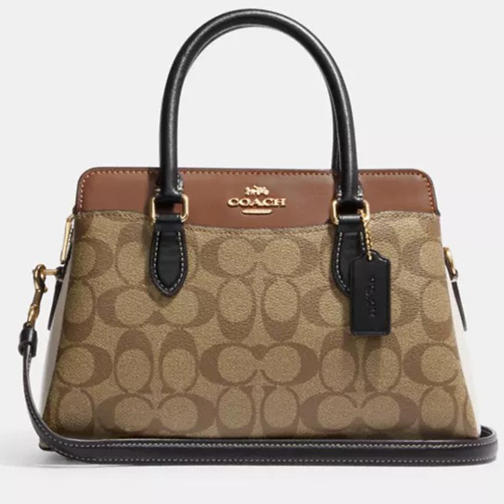 Coach Brown/BeigeSignature Canvas and Leather Mini Darcie Carryall Bag, Tote Handbags - Luxury Closet catalog