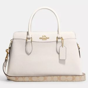 Coach White/Beige Signature Canvas and Leather Darcie Carryall Bag, Tote Handbags - Luxury Closet catalog