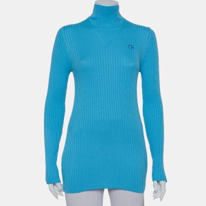 Courreges Paris Blue Rib Knit Turtleneck Sweater M, Sweaters & Cardigans - Luxury Closet catalog