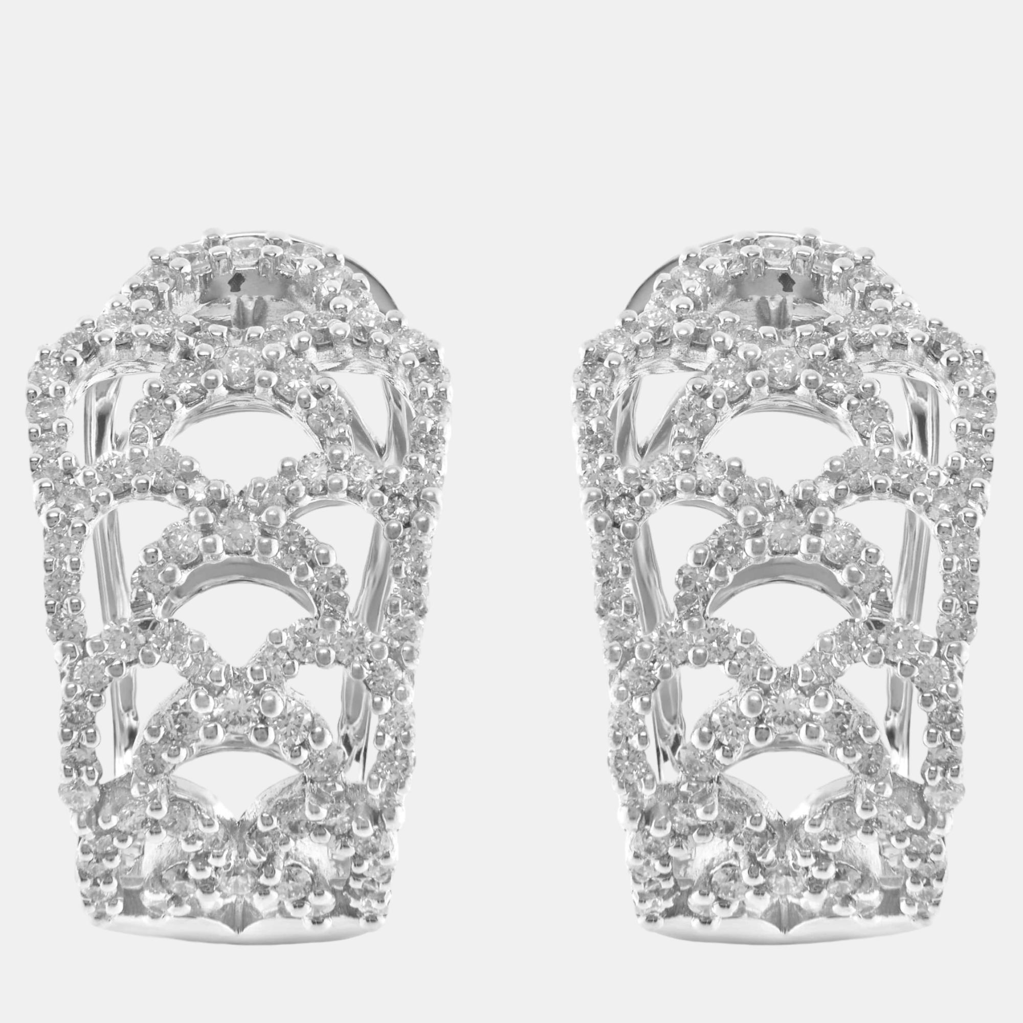 Damiani 18K White Gold, Diamond 0.95ct. tw. Huggie Earrings, Earrings - Luxury Closet catalog