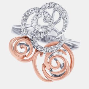 Damiani Bocciolo 18K White and Rose Gold, Diamond Statement Ring Sz. 7.25, Rings - Luxury Closet catalog