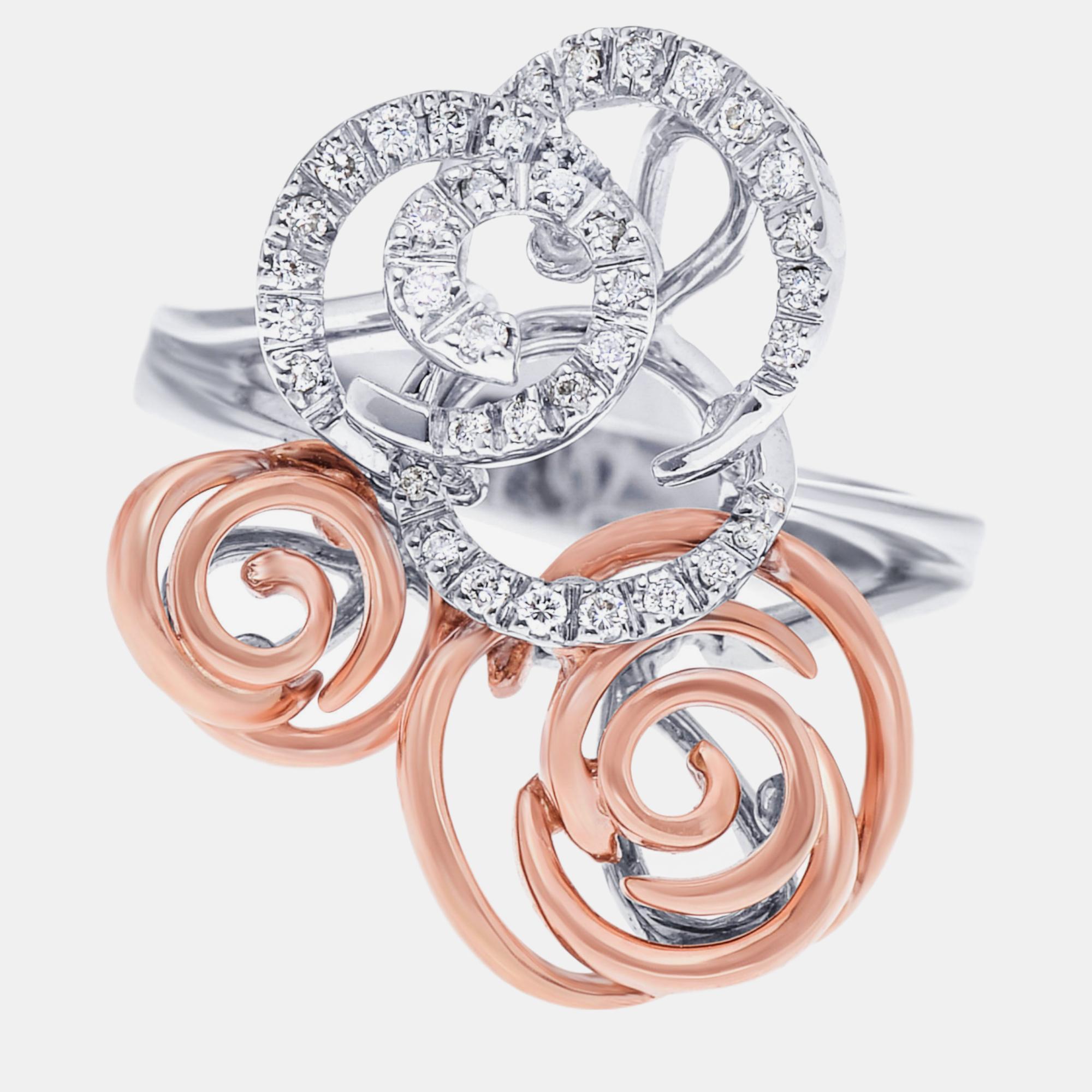 Damiani Bocciolo 18K White and Rose Gold, Diamond Statement Ring Sz. 7.25, Rings - Luxury Closet catalog
