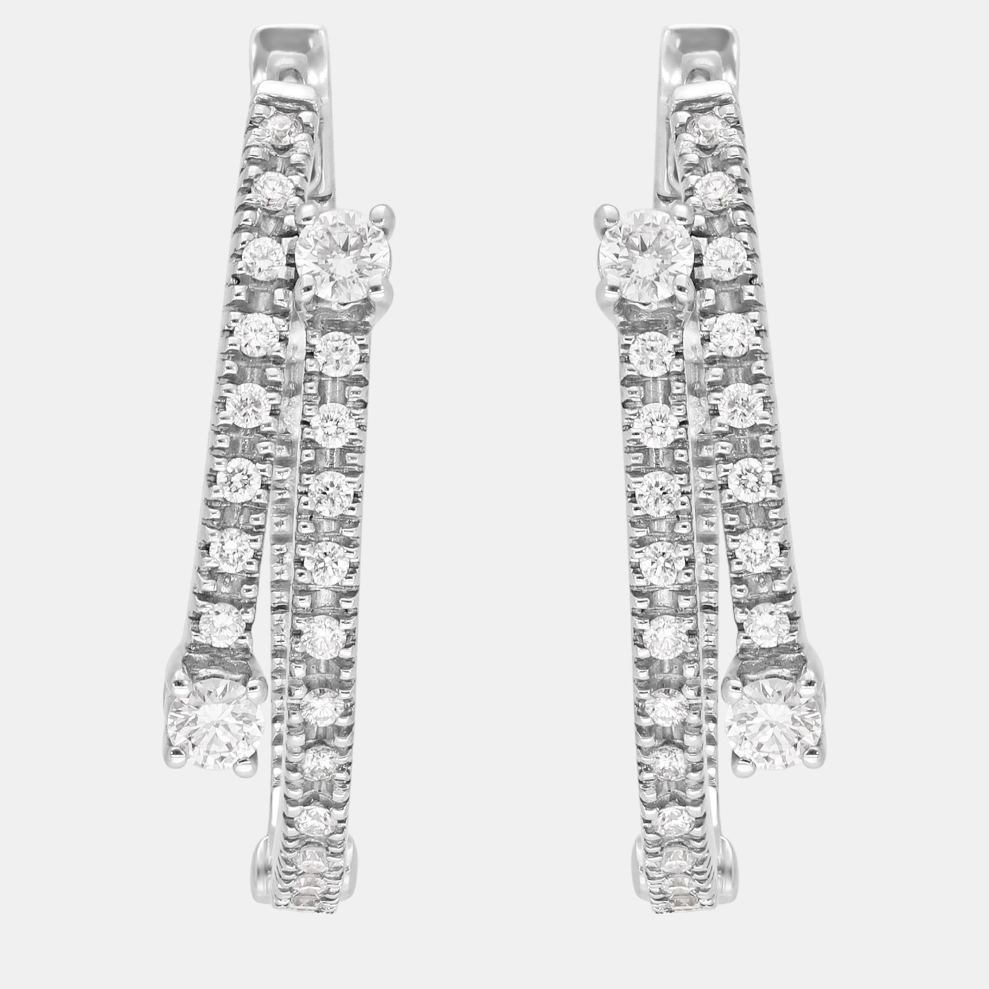 Damiani Notte Di San Lorenzo 18K White Gold, Diamond 1.00ct. tw. Huggie Earrings, Earrings - Luxury Closet catalog