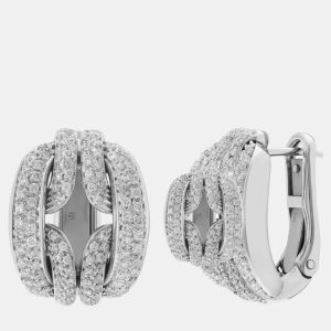 Damiani D Lace 18K White Gold, Diamond 1.17ct. tw. Huggie Earrings, Earrings - Luxury Closet catalog