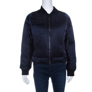 Diane Von Furstenberg Navy Blue Satin Alexander Bomber Jacket S, Coats & Jackets - Luxury Closet catalog