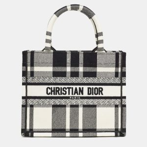 Dior Black/White Check'N'Dior Canvas Small Book Tote, Tote Handbags - Luxury Closet catalog