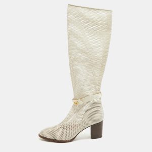Dior Cream Mesh and Leather Knee Length Boots Size 39, Boots - Luxury Closet catalog