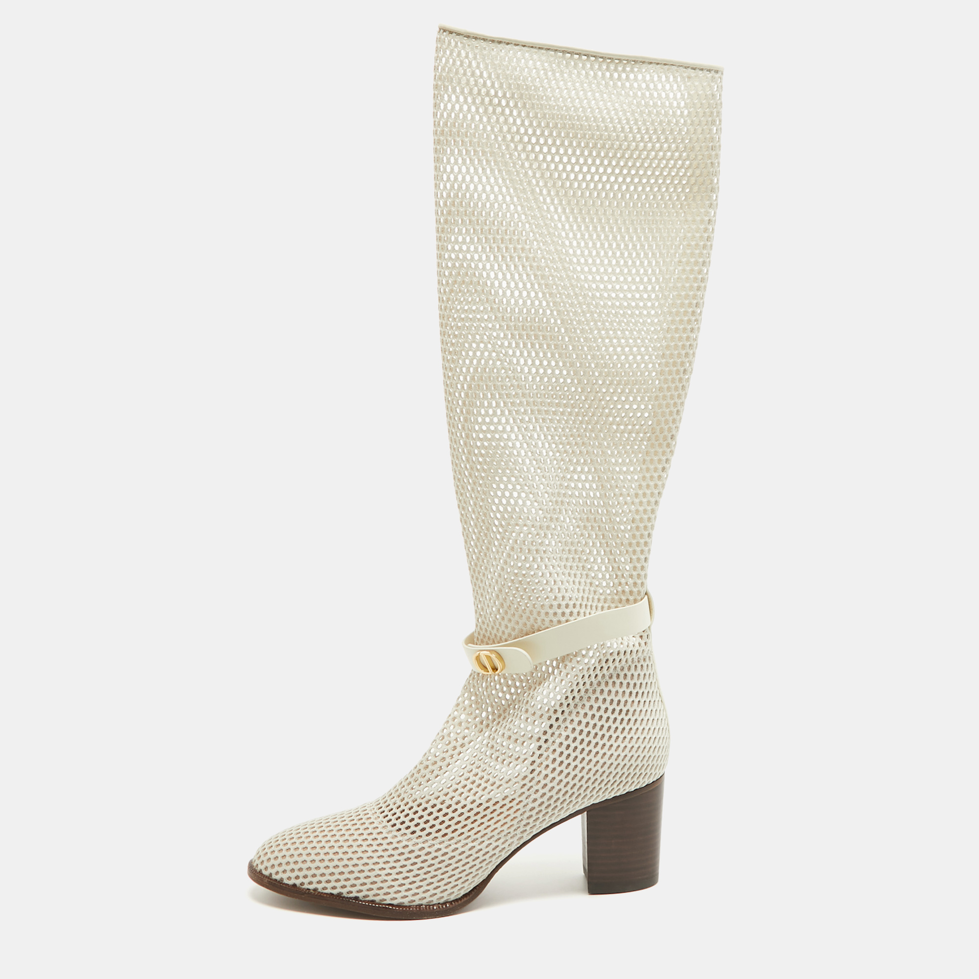 Dior Cream Mesh and Leather Knee Length Boots Size 39, Boots - Luxury Closet catalog