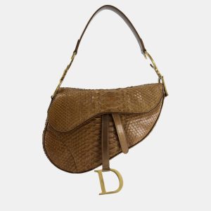 Christian Dior Brown Python Saddle Bag with Antique Gold Hardware, Shoulder Bags - Luxury Closet catalog