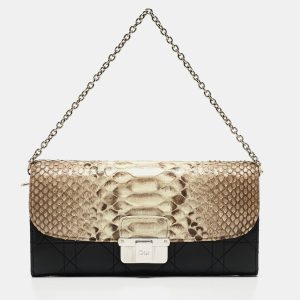 Dior Beige/Black Python And Cannage Leather Diorling Continental Wallet On Chain, Wallets & Money Clips - Luxury Closet catalog