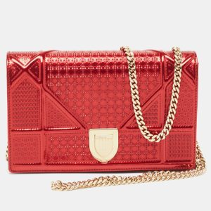 Dior Red Micro Cannage Patent Leather Diorama Wallet On Chain, Wallets & Money Clips - Luxury Closet catalog
