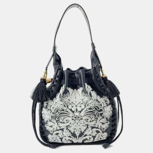 Dior Black/White Lambskin Ornamental Cornely-Effect Hobo Bucket Bag, Hobo Handbags - Luxury Closet catalog