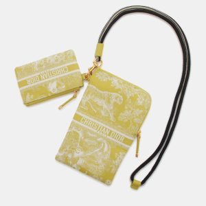 Dior Yellow Embroidered Toile De Jouy DiorTravel Multifunction Pouch, Wallets & Money Clips - Luxury Closet catalog