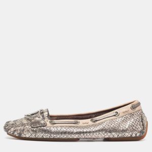 Dior Silver/Beige Python Embossed and Leather Loafers Size 38, Loafers & Slip-Ons - Luxury Closet catalog