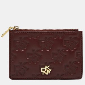 DKNY Burgundy Signature Embossed Leather Catherine Key Card Case, Wallets & Money Clips - Luxury Closet catalog