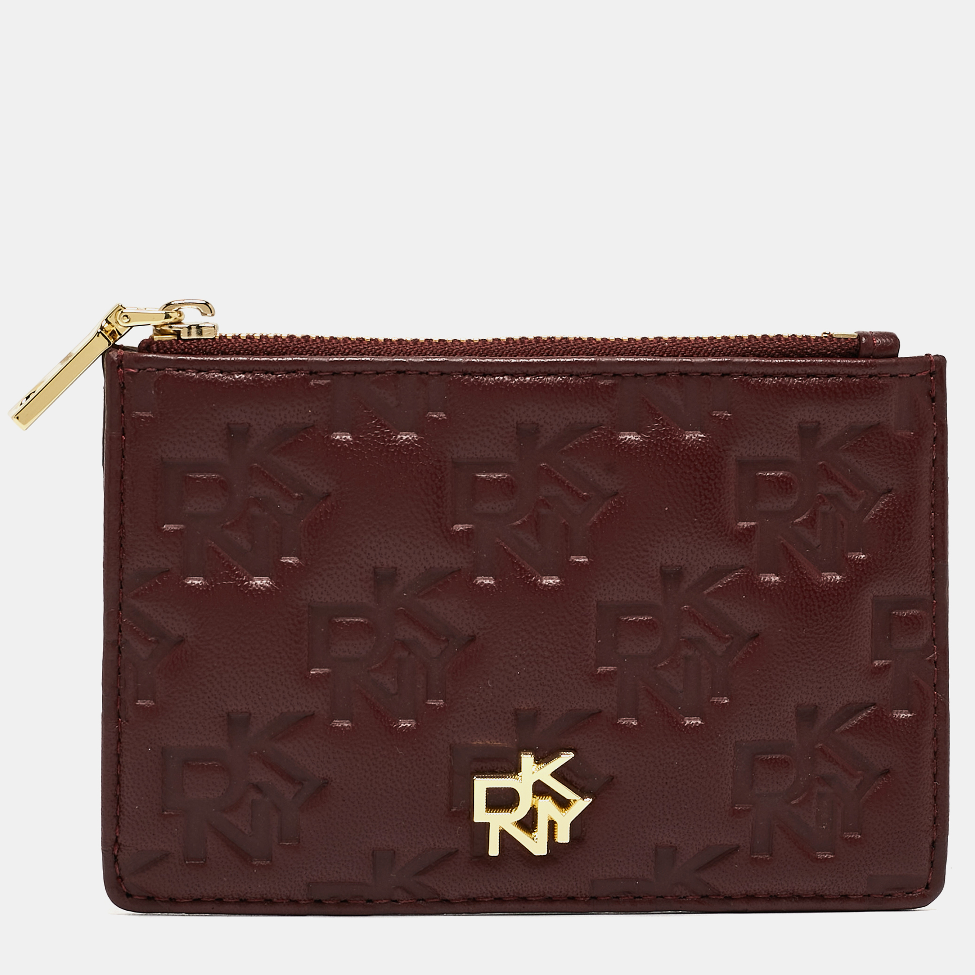 DKNY Burgundy Signature Embossed Leather Catherine Key Card Case, Wallets & Money Clips - Luxury Closet catalog