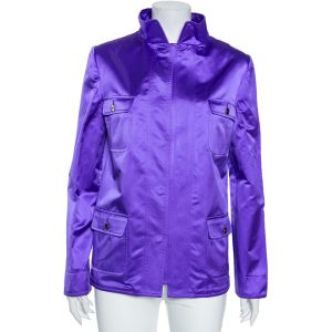 Dolce & Gabbana Purple Silk Satin Button Front Jacket M, Coats & Jackets - Luxury Closet catalog
