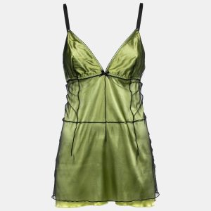 Dolce & Gabbana Underwear Green Silk & Tulle Sleeveless Camisole XL, Shirts & Tops - Luxury Closet catalog