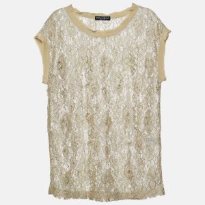 Dolce & Gabbana Green Floral Lace Top M, Shirts & Tops - Luxury Closet
