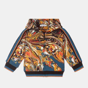Dolce & Gabbana Kids Petrol Blue/Orange Multicolor - Cotton - Zip-up Hoodie Size 12, Coats & Jackets - Luxury Closet catalog