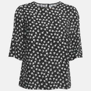 Dolce & Gabbana Black Floral Print Crepe Boxy Fit Blouse S, Shirts & Tops - Luxury Closet catalog