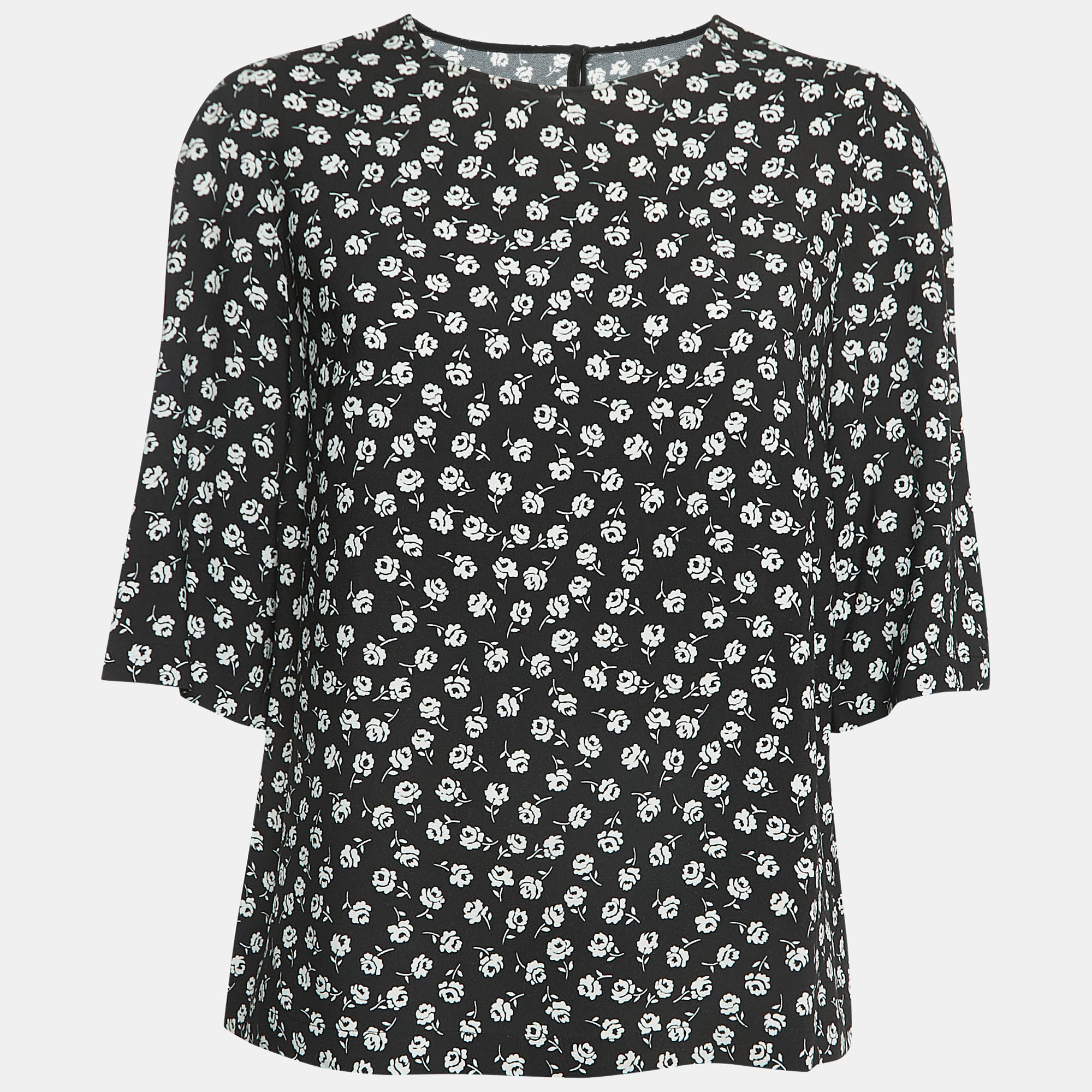Dolce & Gabbana Black Floral Print Crepe Boxy Fit Blouse S, Shirts & Tops - Luxury Closet catalog