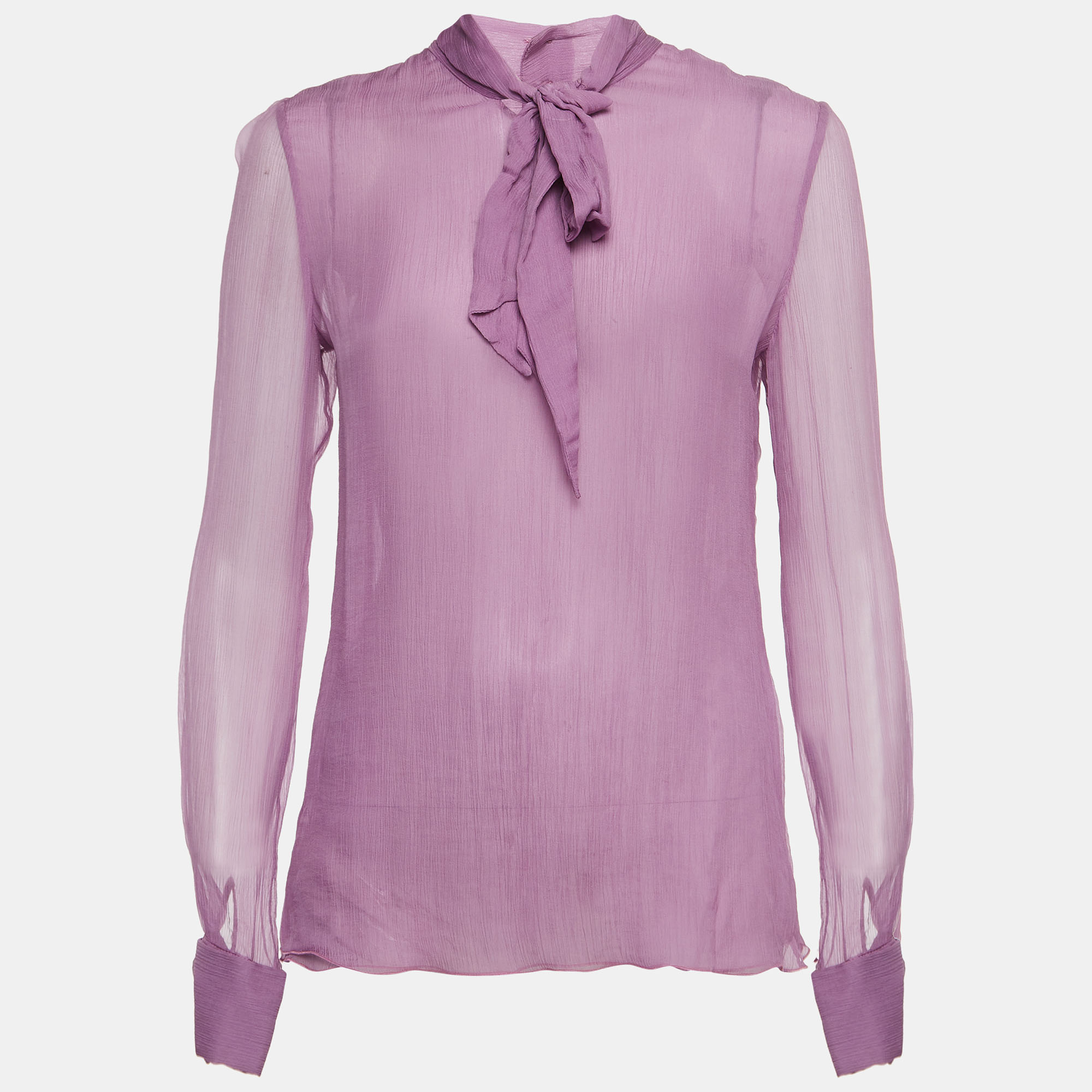 Dolce & Gabbana Purple Silk Tie-Up Detail Blouse M, Shirts & Tops - Luxury Closet catalog