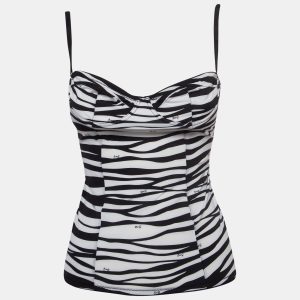 Dolce & Gabbana Under Wear Black/White Print Stretch Nylon Strappy Top M, Shirts & Tops - Luxury Closet catalog