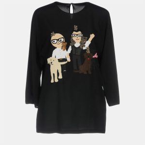 Dolce & Gabbana Black Silk DG Family Appliqued Top M (IT 42), Shirts & Tops - Luxury Closet catalog