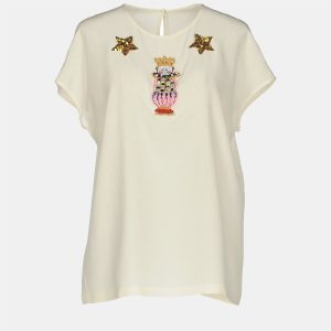 Dolce & Gabbana Cream Silk Embellished Top XS (IT 38), Shirts & Tops - Luxury Closet catalog