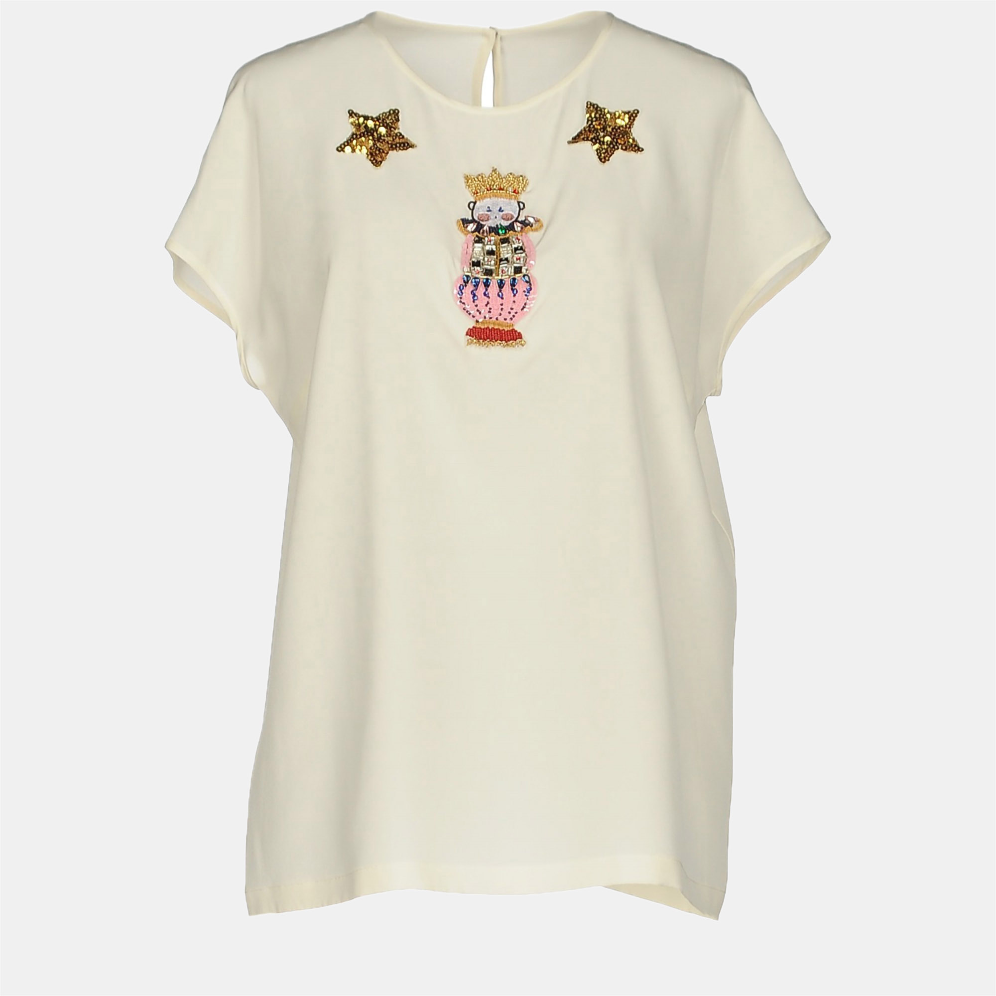 Dolce & Gabbana Cream Silk Embellished Top XS (IT 38), Shirts & Tops - Luxury Closet catalog