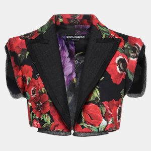 Dolce & Gabbana Red Floral Print Cotton Cropped Jacket XS (IT 36), Coats & Jackets - Luxury Closet catalog