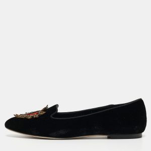 Dolce & Gabbana Black Embroidered Velvet Smoking Slippers Size 38, Loafers & Slip-Ons - Luxury Closet catalog