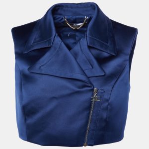 Elisabetta Franchi Blue Satin Cropped Gilet M, Coats & Jackets - Luxury Closet catalog
