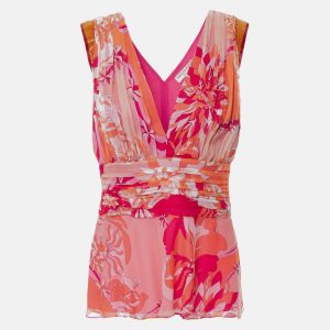 Emilio Pucci Pink Printed Silk Embellished Top M (IT 42), Shirts & Tops - Luxury Closet catalog