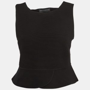 Emporio Armani Black Knit Sleeveless Cut-Out Crop Top M, Shirts & Tops - Luxury Closet