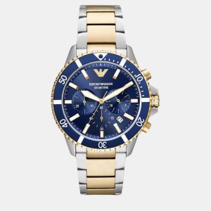 Emporio Armani Seliver Gold Blue Steel Watch, Watches - Luxury Closet catalog