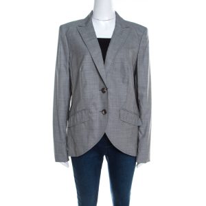 Escada Grey Houndstooth Wool Asymmetric Bibi Jacket L, Coats & Jackets - Luxury Closet catalog