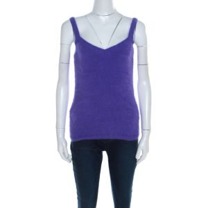 Escada Purple Angora Rib Knit Silk Lined Fuzzy Tank Top M, Shirts & Tops - Luxury Closet catalog