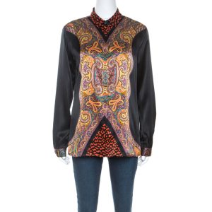 Etro Multicolor Paisley Print Silk Button Front Shirt M, Shirts & Tops - Luxury Closet