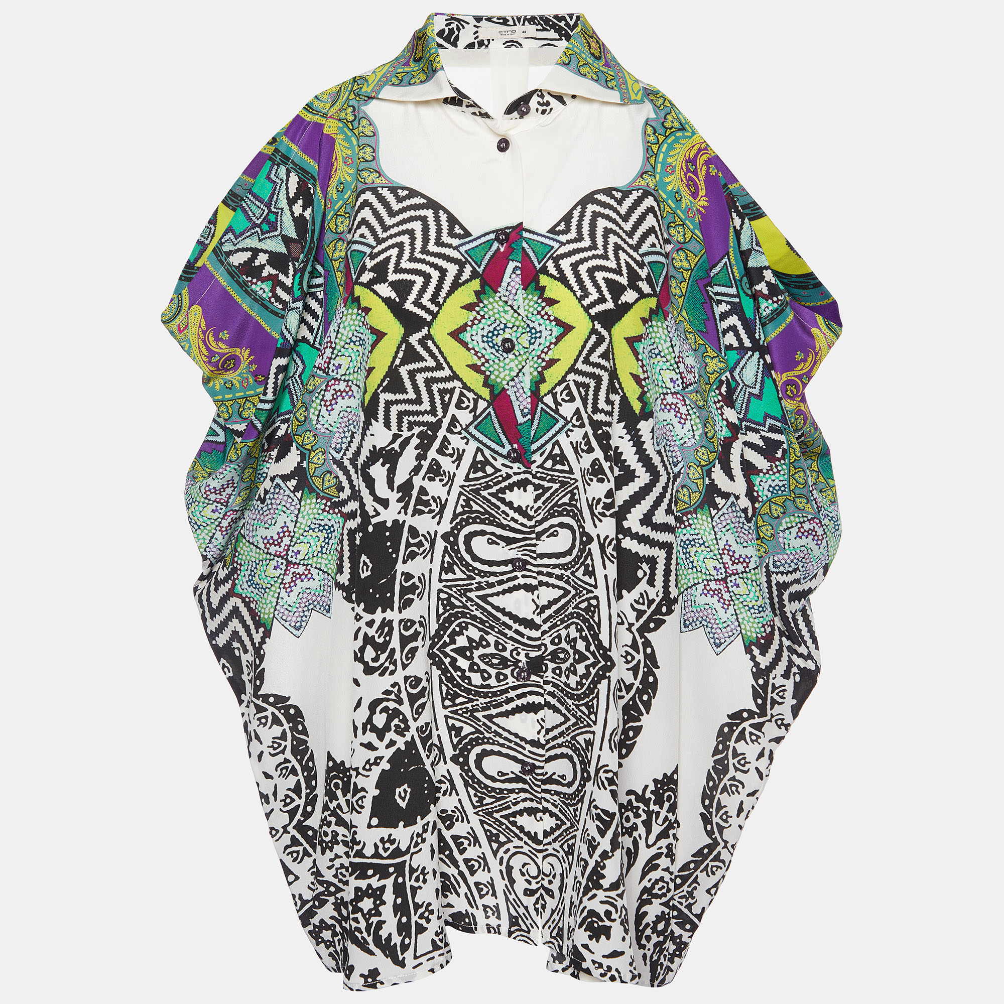 Etro Multicolor Printed Silk Button Front Tunic M, Shirts & Tops - Luxury Closet catalog