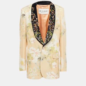Etro Beige Floral Print Silk Embroidered Blazer M (IT 44), Coats & Jackets - Luxury Closet catalog