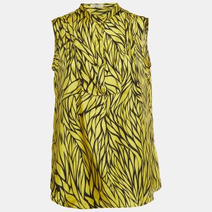 Etro Yellow Leaf Printed Silk Sleeveless Top M, Shirts & Tops - Luxury Closet catalog