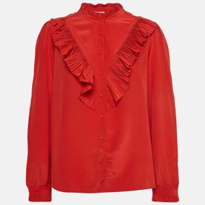 Etro Deluxe Red Silk Ruffle Detail Taccora Shirt M, Shirts & Tops - Luxury Closet catalog