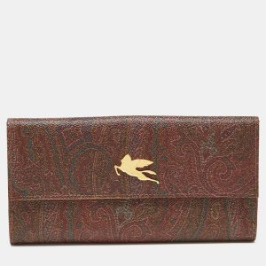 Etro Brown Paisley Print Coated Canvas Trifold Continental Wallet, Wallets & Money Clips - Luxury Closet catalog