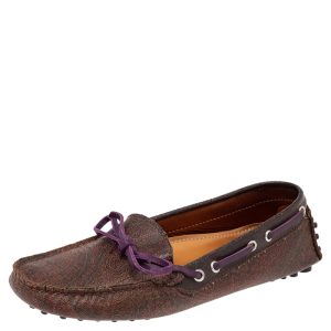Etro Brown Paisley Print Coated Canvas Bow Slip On Loafers Size 38, Loafers & Slip-Ons - Luxury Closet catalog