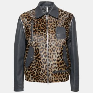Faith Connexion Khaki and Navy Cheetah Print Detachable Sleeve Detail Moto Jacket XS, Coats & Jackets - Luxury Closet catalog